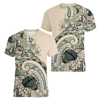 Aloha Hawaii Tapa Women V-Neck T-Shirt Summer Green Hawaiian Ipu LT7 - Polynesian Pride
