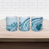 Aloha Hawaii Tapa Ceramic Mug Cool Turquoise Hawaiian Ipu - Polynesian Pride