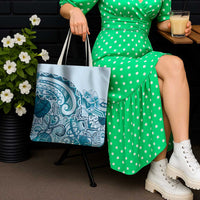 Aloha Hawaii Tapa Tote Bag Cool Turquoise Hawaiian Ipu - Polynesian Pride