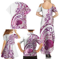 Aloha Hawaii Tapa Family Matching Summer Maxi Dress and Hawaiian Shirt Vibrant Fuchsia Hawaiian Ipu LT7 - Polynesian Pride