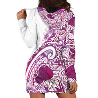 Aloha Hawaii Tapa Hoodie Dress Vibrant Fuchsia Hawaiian Ipu LT7 - Polynesian Pride