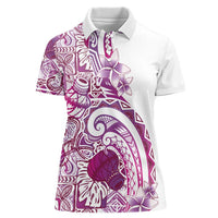 Aloha Hawaii Tapa Women Polo Shirt Vibrant Fuchsia Hawaiian Ipu LT7 Female Fuchsia - Polynesian Pride