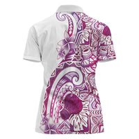 Aloha Hawaii Tapa Women Polo Shirt Vibrant Fuchsia Hawaiian Ipu LT7 - Polynesian Pride