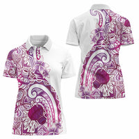Aloha Hawaii Tapa Women Polo Shirt Vibrant Fuchsia Hawaiian Ipu LT7 - Polynesian Pride
