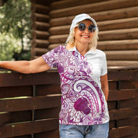 Aloha Hawaii Tapa Women Polo Shirt Vibrant Fuchsia Hawaiian Ipu LT7 - Polynesian Pride