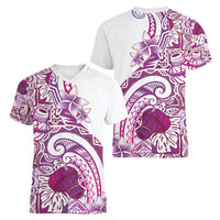 Aloha Hawaii Tapa Women V-Neck T-Shirt Vibrant Fuchsia Hawaiian Ipu LT7 - Polynesian Pride