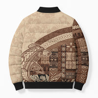 Samoa Mamanu Siapo Mocha Bomber Puffer Jacket Tatau Malie LT7 - Polynesian Pride