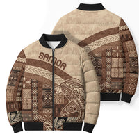 Samoa Mamanu Siapo Mocha Bomber Puffer Jacket Tatau Malie LT7 - Polynesian Pride
