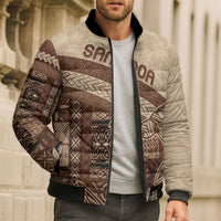 Samoa Mamanu Siapo Mocha Bomber Puffer Jacket Tatau Malie LT7 - Polynesian Pride