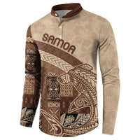 Samoa Mamanu Siapo Mocha Button Sweatshirt Tatau Malie LT7 - Polynesian Pride