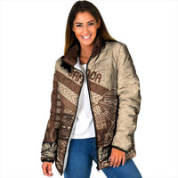 Samoa Mamanu Siapo Mocha Padded Jacket Tatau Malie LT7 Women Beige - Polynesian Pride