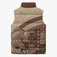 Samoa Mamanu Siapo Mocha Sleeveless Puffer Jacket Tatau Malie LT7 - Polynesian Pride