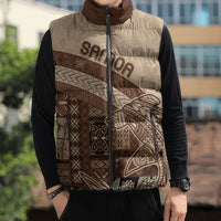 Samoa Mamanu Siapo Mocha Sleeveless Puffer Jacket Tatau Malie LT7 - Polynesian Pride