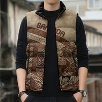 Samoa Mamanu Siapo Mocha Sleeveless Puffer Jacket Tatau Malie LT7 - Polynesian Pride