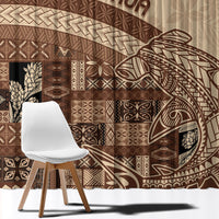 Samoa Mamanu Siapo Mocha Window Curtain Tatau Malie LT7 - Polynesian Pride