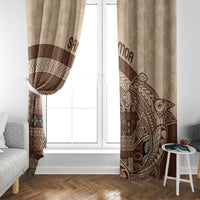Samoa Mamanu Siapo Mocha Window Curtain Tatau Malie LT7 - Polynesian Pride