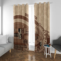 Samoa Mamanu Siapo Mocha Window Curtain Tatau Malie LT7 With Grommets Beige - Polynesian Pride