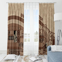 Samoa Mamanu Siapo Mocha Window Curtain Tatau Malie LT7 - Polynesian Pride