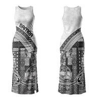 Samoa Mamanu Siapo Classic Black Family Matching Tank Maxi Dress and Hawaiian Shirt Tatau Malie LT7 Mom's Dress Black - Polynesian Pride