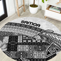 Samoa Mamanu Siapo Classic Black Round Carpet Tatau Malie LT7 Black - Polynesian Pride