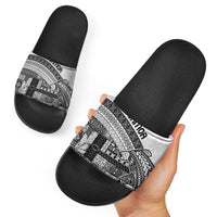 Samoa Mamanu Siapo Classic Black Slide Sandals Tatau Malie LT7 - Polynesian Pride