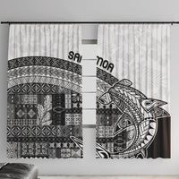 Samoa Mamanu Siapo Classic Black Window Curtain Tatau Malie LT7 With Hooks Black - Polynesian Pride