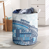 Samoa Mamanu Siapo Royal Blue Laundry Basket Tatau Malie LT7 Royal Blue - Polynesian Pride
