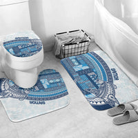 Samoa Mamanu Siapo Royal Blue Bathroom Set Tatau Malie LT7 Mat Set Only (3 pcs) One Size Royal Blue - Polynesian Pride