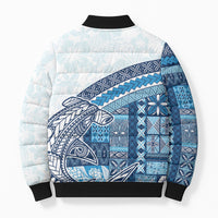 Samoa Mamanu Siapo Royal Blue Bomber Puffer Jacket Tatau Malie LT7 - Polynesian Pride
