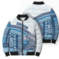 Samoa Mamanu Siapo Royal Blue Bomber Puffer Jacket Tatau Malie LT7 - Polynesian Pride