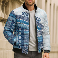 Samoa Mamanu Siapo Royal Blue Bomber Puffer Jacket Tatau Malie LT7 - Polynesian Pride