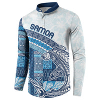 Samoa Mamanu Siapo Royal Blue Button Sweatshirt Tatau Malie LT7 - Polynesian Pride