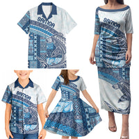 Samoa Mamanu Siapo Royal Blue Family Matching Puletasi and Hawaiian Shirt Tatau Malie LT7 - Polynesian Pride