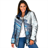 Samoa Mamanu Siapo Royal Blue Padded Jacket Tatau Malie LT7 Women Royal Blue - Polynesian Pride
