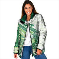 Samoa Mamanu Siapo Forest Green Padded Jacket Tatau Malie LT7 Women Forest Green - Polynesian Pride