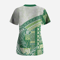Samoa Mamanu Siapo Forest Green Scrub Top Tatau Malie LT7 - Polynesian Pride