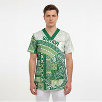 Samoa Mamanu Siapo Forest Green Scrub Top Tatau Malie LT7 - Polynesian Pride