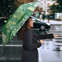 Samoa Mamanu Siapo Forest Green Umbrella Tatau Malie LT7 - Polynesian Pride