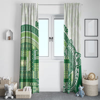 Samoa Mamanu Siapo Forest Green Window Curtain Tatau Malie LT7 - Polynesian Pride