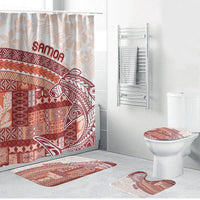Samoa Mamanu Siapo Crimson Bathroom Set Tatau Malie LT7 Bathroom Set (4 pcs) Red - Polynesian Pride