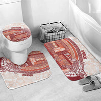 Samoa Mamanu Siapo Crimson Bathroom Set Tatau Malie LT7 Mat Set Only (3 pcs) One Size Red - Polynesian Pride