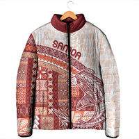 Samoa Mamanu Siapo Crimson Padded Jacket Tatau Malie LT7 - Polynesian Pride