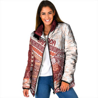 Samoa Mamanu Siapo Crimson Padded Jacket Tatau Malie LT7 Women Red - Polynesian Pride