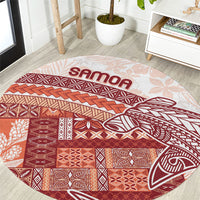 Samoa Mamanu Siapo Crimson Round Carpet Tatau Malie LT7 Red - Polynesian Pride