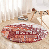 Samoa Mamanu Siapo Crimson Round Carpet Tatau Malie LT7 - Polynesian Pride