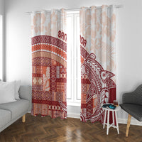 Samoa Mamanu Siapo Crimson Window Curtain Tatau Malie LT7 With Grommets Red - Polynesian Pride