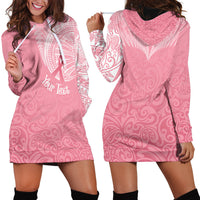 Personalised New Zealand Hoodie Dress Pink Ribbon Tattoo Mix Silver Fern LT7 - Polynesian Pride