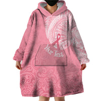 Personalised New Zealand Wearable Blanket Hoodie Pink Ribbon Tattoo Mix Silver Fern LT7 - Polynesian Pride