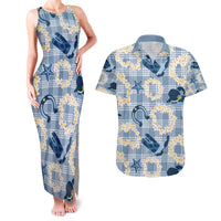 Aloha Hawaii Paniolo Jeans Palaka Couples Matching Tank Maxi Dress and Hawaiian Shirt Coastal Rodeo LT7 Pastel Blue - Polynesian Pride