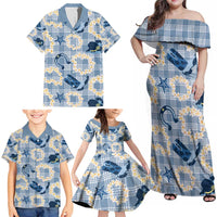 Aloha Hawaii Paniolo Jeans Palaka Family Matching Off Shoulder Maxi Dress and Hawaiian Shirt Coastal Rodeo LT7 - Polynesian Pride